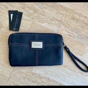 Tignanello black leather wristlet, NWT